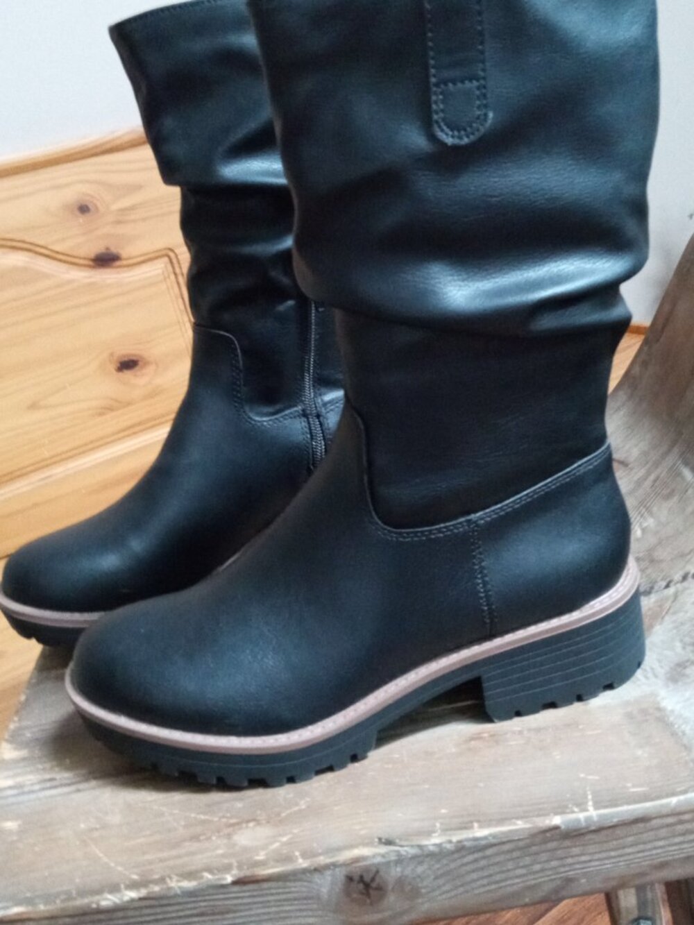 Sun + Stone Women's  Size 7.5 Nelliee Lug Sole Mid-Calf Slouch Boots
